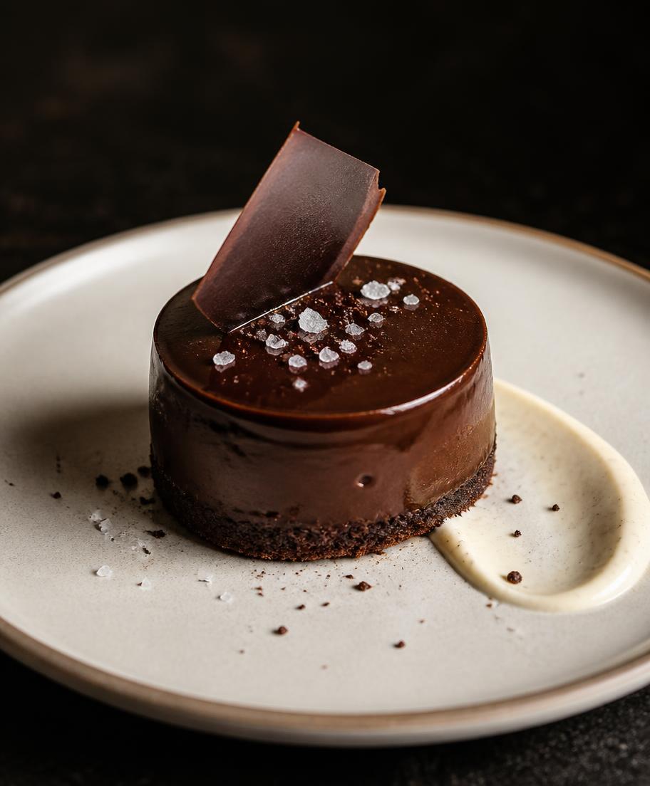 Chocoladedessert — Pure chocolade, zeezout, vanille
